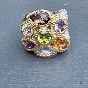 925 Sima K Chunky Gemstone Hammered Ring
